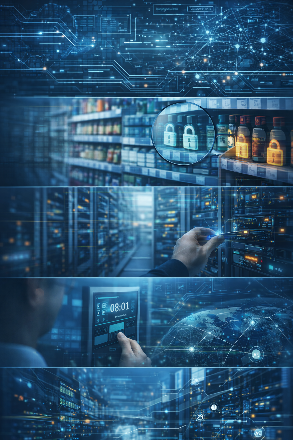 Enterprise modules with optimization algorithms, retail shelf analysis, data centers and network connectivity